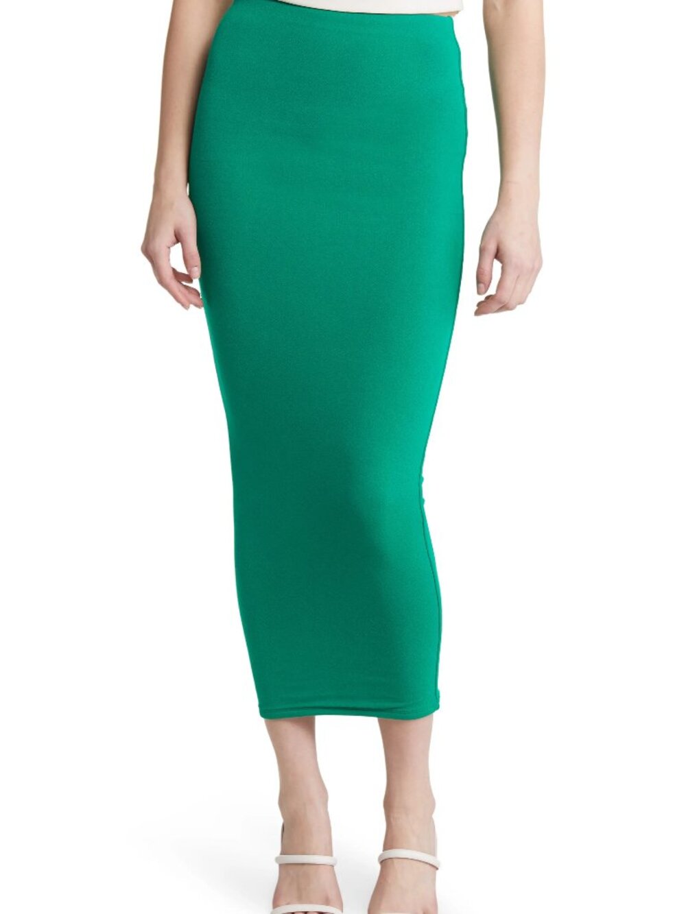 NWT Naked Wardrobe Hourglass Midi Skirt in Kelly Green. Size XS